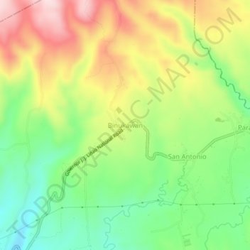 Topografische Karte Binukawan, Höhe, Relief
