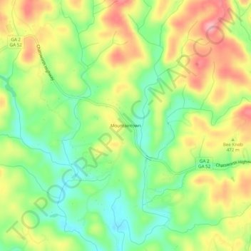 Topografische Karte Mountaintown, Höhe, Relief