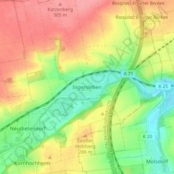 Topografische Karte Ingersleben, Höhe, Relief