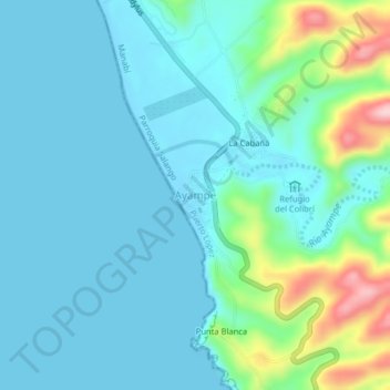 Topografische Karte Ayampe, Höhe, Relief