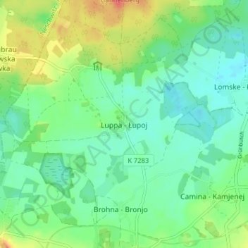 Topografische Karte Luppa, Höhe, Relief