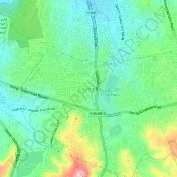 Topografische Karte Katraj, Höhe, Relief