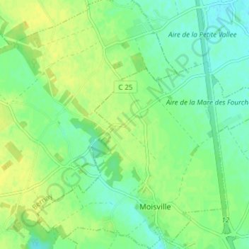 Topografische Karte Bières, Höhe, Relief