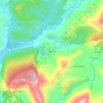 Topografische Karte Les Henry, Höhe, Relief