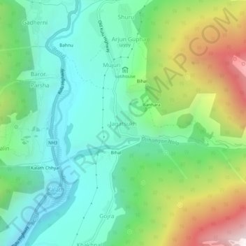 Topografische Karte Jagatsukh, Höhe, Relief