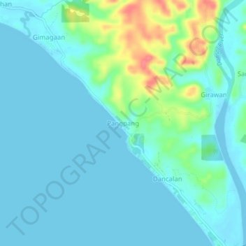 Topografische Karte Pangpang, Höhe, Relief