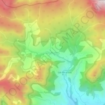 Topografische Karte Las Nubes, Höhe, Relief