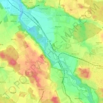 Topografische Karte St. Georgen, Höhe, Relief