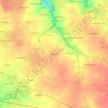 Topografische Karte L'Imbretière, Höhe, Relief