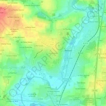 Topografische Karte Les Omblais, Höhe, Relief