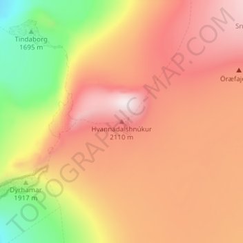 Topografische Karte Hvannadalshnúkur, Höhe, Relief