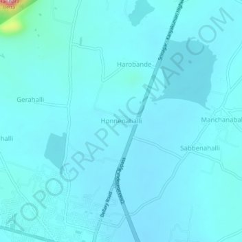 Topografische Karte Honnenahalli, Höhe, Relief