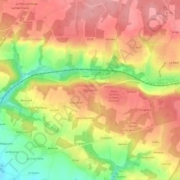 Topografische Karte Bel Orient, Höhe, Relief