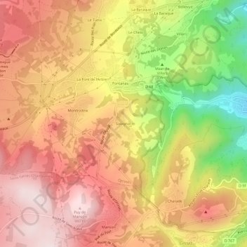 Topografische Karte Solagnat, Höhe, Relief