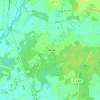 Topografische Karte Hülsen, Höhe, Relief