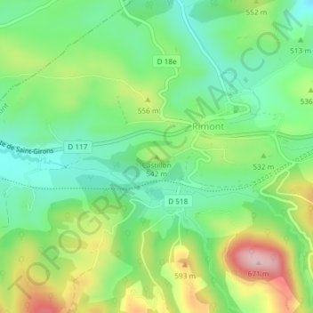 Topografische Karte Castillon, Höhe, Relief