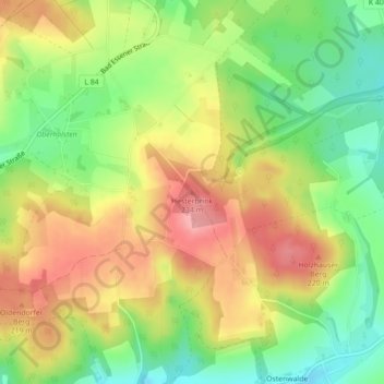 Topografische Karte Hesterbrink, Höhe, Relief