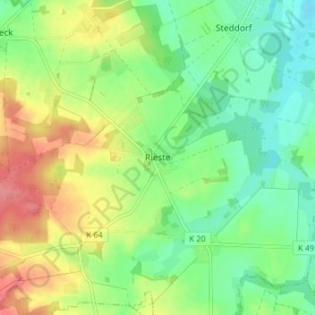 Topografische Karte Rieste, Höhe, Relief