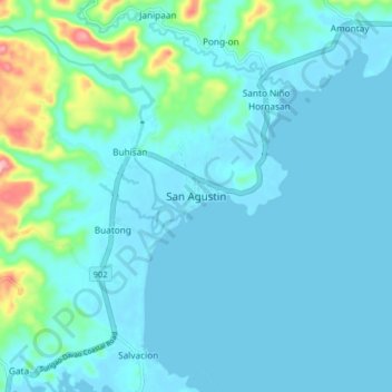 Topografische Karte San Agustin, Höhe, Relief