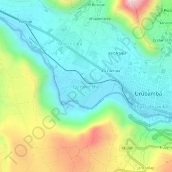 Topografische Karte Qotowincho, Höhe, Relief