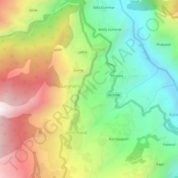 Topografische Karte Ranti, Höhe, Relief