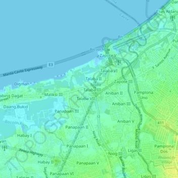 Topografische Karte Talaba 3, Höhe, Relief