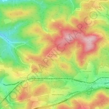 Topografische Karte Am Hagen, Höhe, Relief