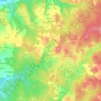 Topografische Karte La Grange, Höhe, Relief