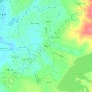 Topografische Karte Kao, Höhe, Relief