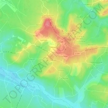 Topografische Karte Samion, Höhe, Relief