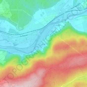 Topografische Karte Arcier, Höhe, Relief