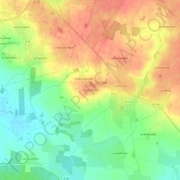 Topografische Karte Beauchêne, Höhe, Relief