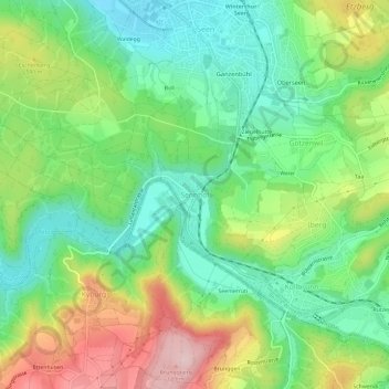 Topografische Karte Sennhof, Höhe, Relief