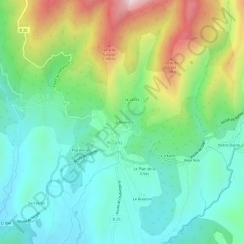 Topografische Karte La Rivière, Höhe, Relief