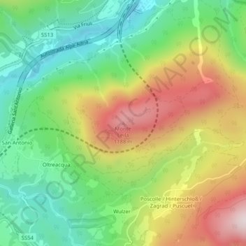 Topografische Karte Leiler-Berg, Höhe, Relief