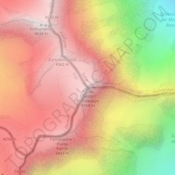 Topografische Karte Signalkuppe, Höhe, Relief