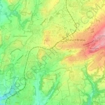 Topografische Karte Valle Guidino, Höhe, Relief