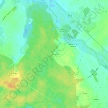 Topografische Karte La Bernaise, Höhe, Relief