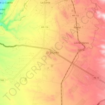 Topografische Karte El Triunfo, Höhe, Relief