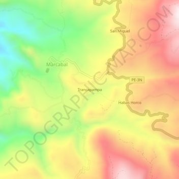 Topografische Karte Trancapampa, Höhe, Relief