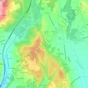Topografische Karte Brian, Höhe, Relief