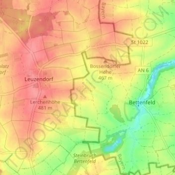Topografische Karte Reusch, Höhe, Relief