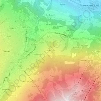 Topografische Karte Les Intages, Höhe, Relief