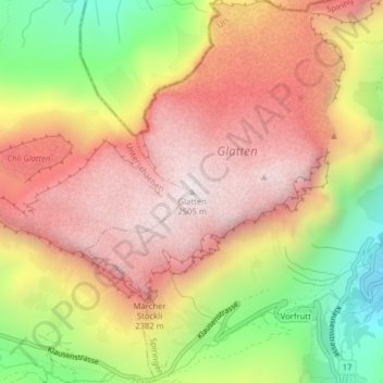 Topografische Karte Glatten, Höhe, Relief
