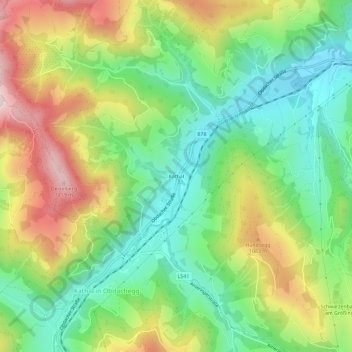 Topografische Karte Kathal, Höhe, Relief