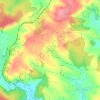 Topografische Karte Streifing, Höhe, Relief