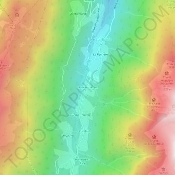 Topografische Karte Le Petit Thiervoz, Höhe, Relief