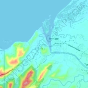 Topografische Karte Sapang II, Höhe, Relief