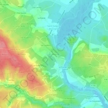Topografische Karte Les Chaudroles, Höhe, Relief
