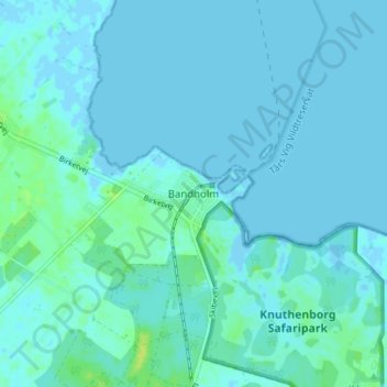 Topografische Karte Bandholm, Höhe, Relief